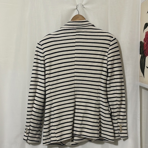 Zara White with Blue Strip Blazer with Gold Tone Buttins - Picture 4 of 4